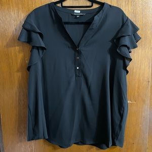Womens XL black ruffle sleeve top